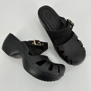 Dr. Scholls Women’s Dance On Buckle Platform Clogs Shoes Black Size 10M
